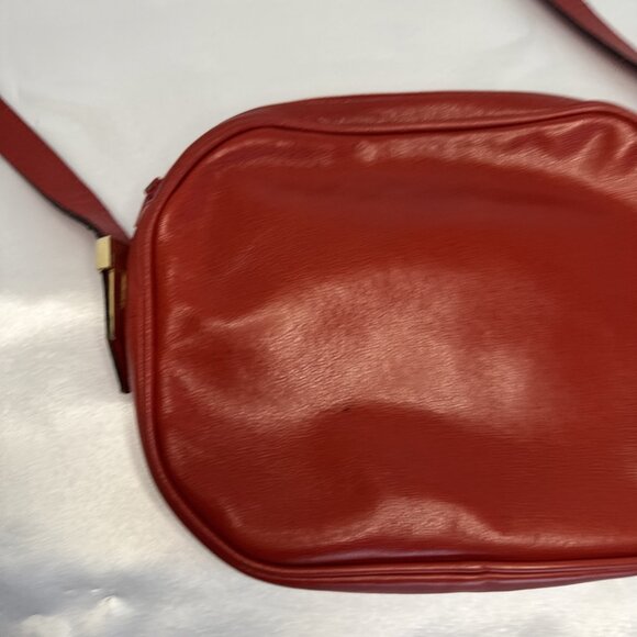Lanvin Paris Red Leather Crossbody Bag With Black & White Trim - Picture 12 of 12